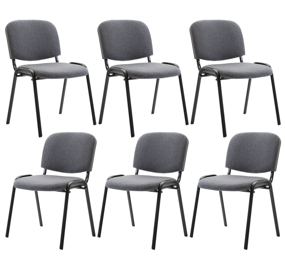 6er Set Besucherstuhl Ken Stoff-grau
