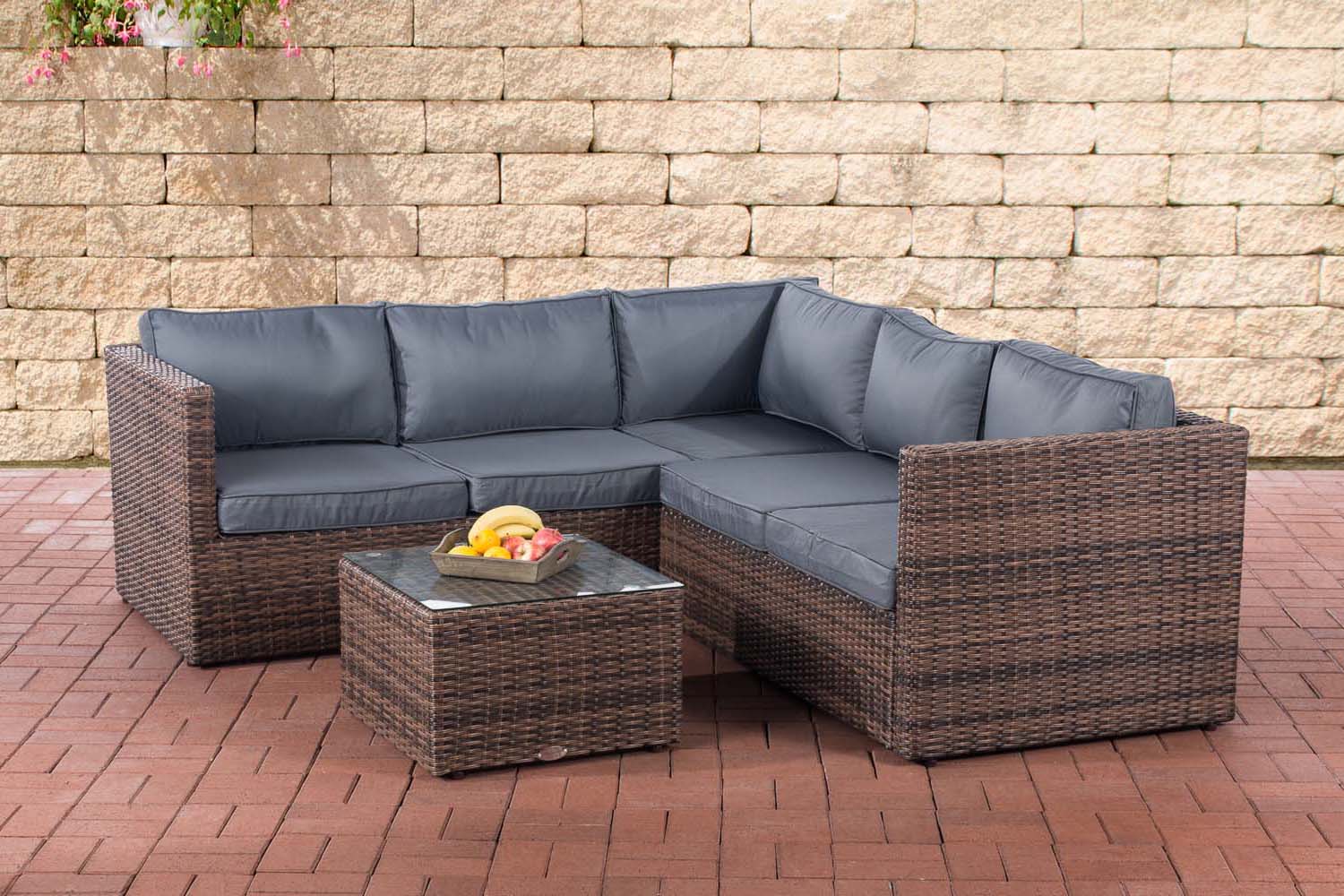 Ecksofa-Garnitur Genero 5mm-rund/braunmeliert-Eisengrau