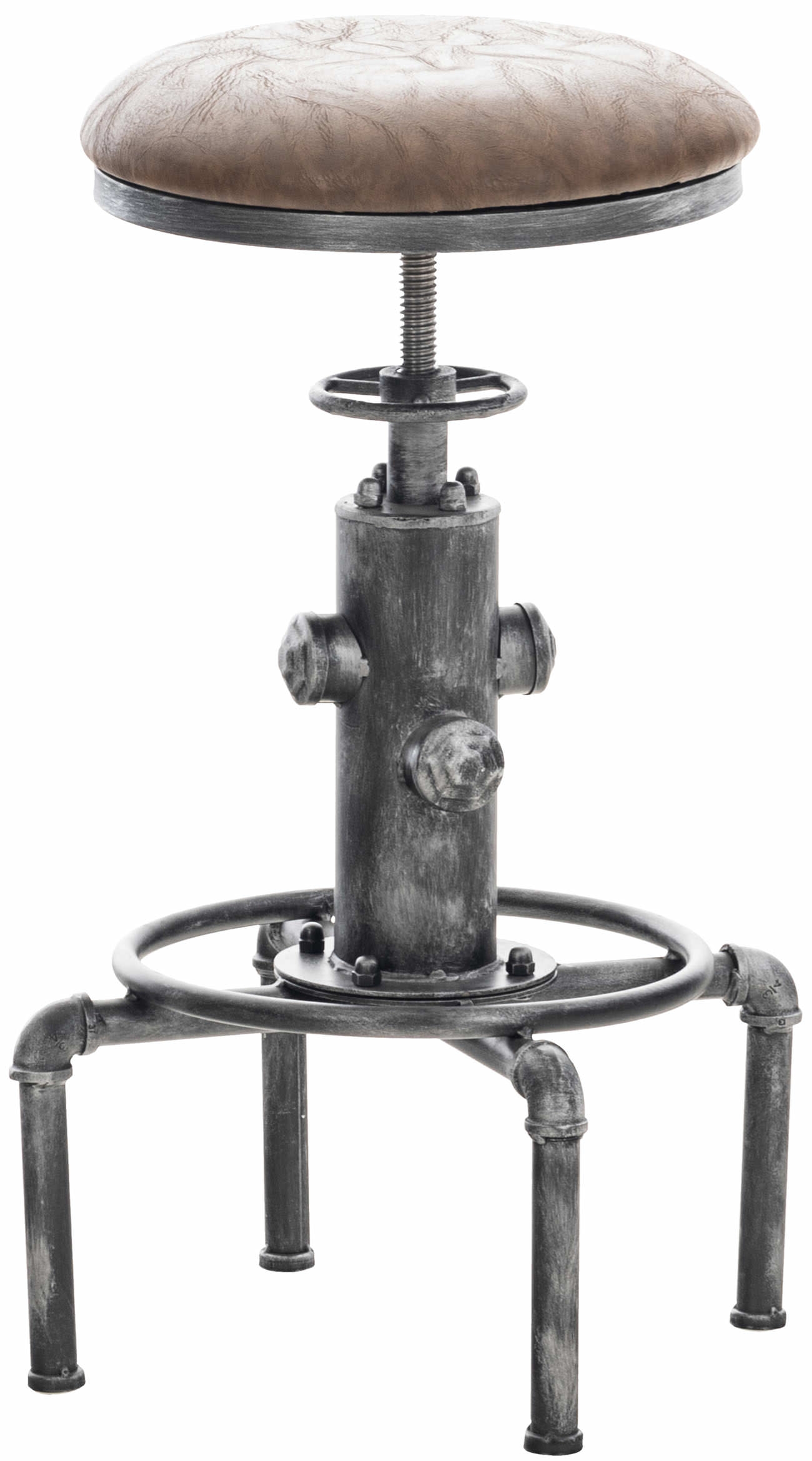 Barhocker Lumos Vintage Kunstleder-braun-antik_silber