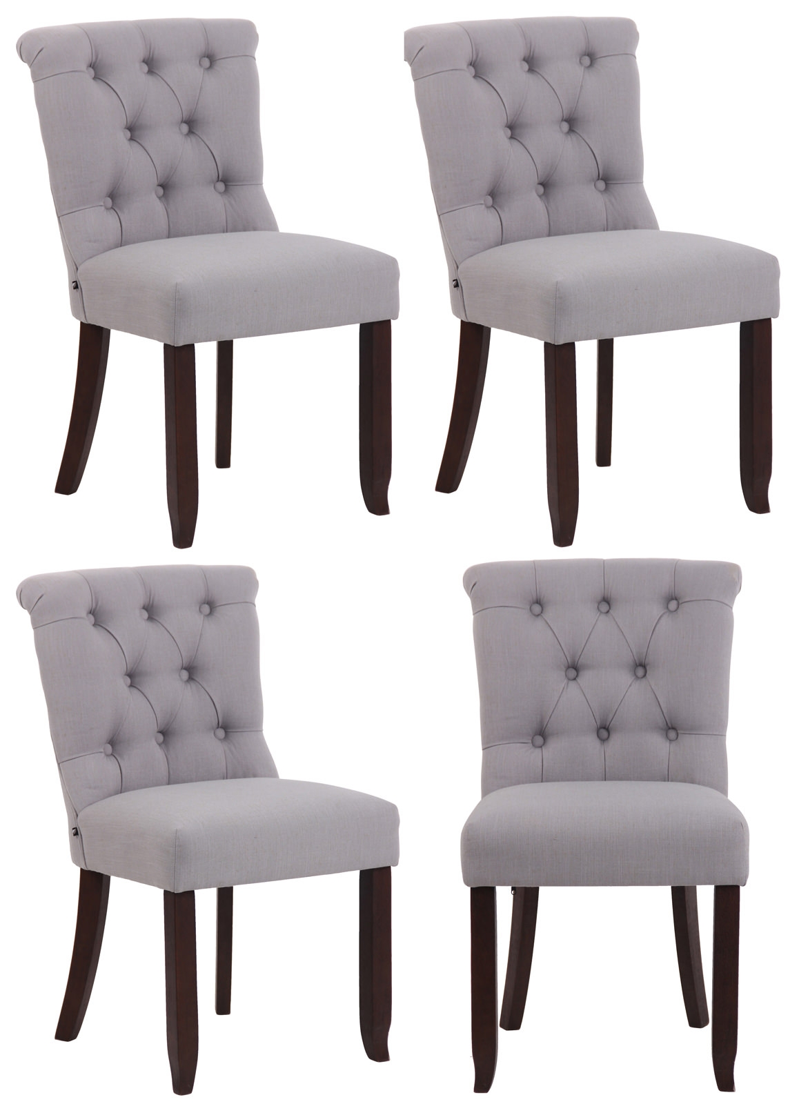 4er Set Stuhl Alberton Stoff-grau-Antik