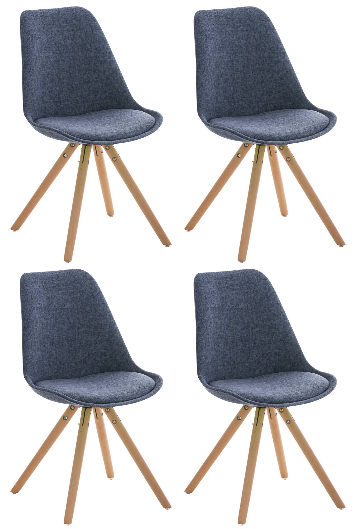 4er Set Stühle Pegleg Stoff Rund-blau-Natura
