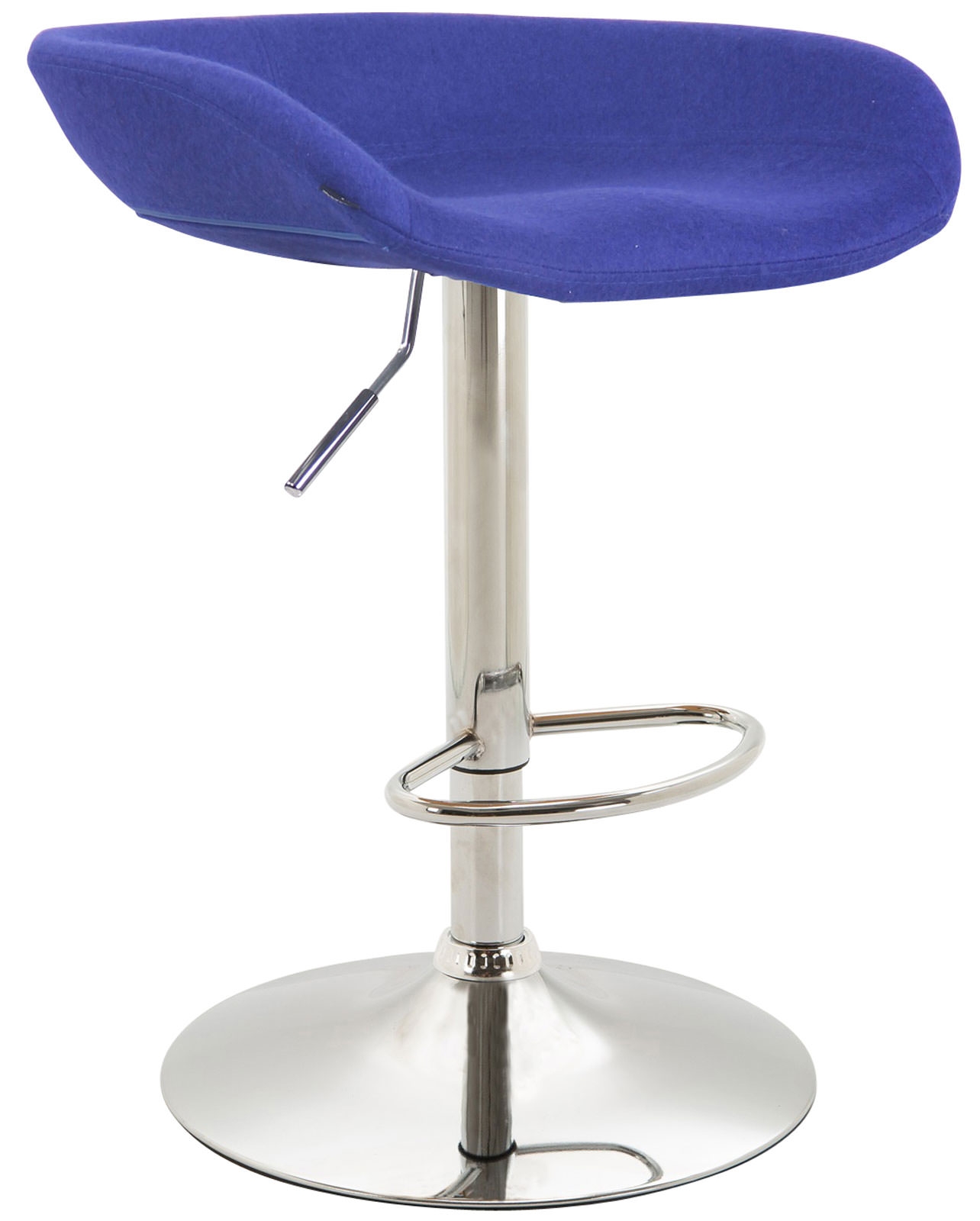 Barhocker Anaheim Filz-blau-Metall in Chromoptik
