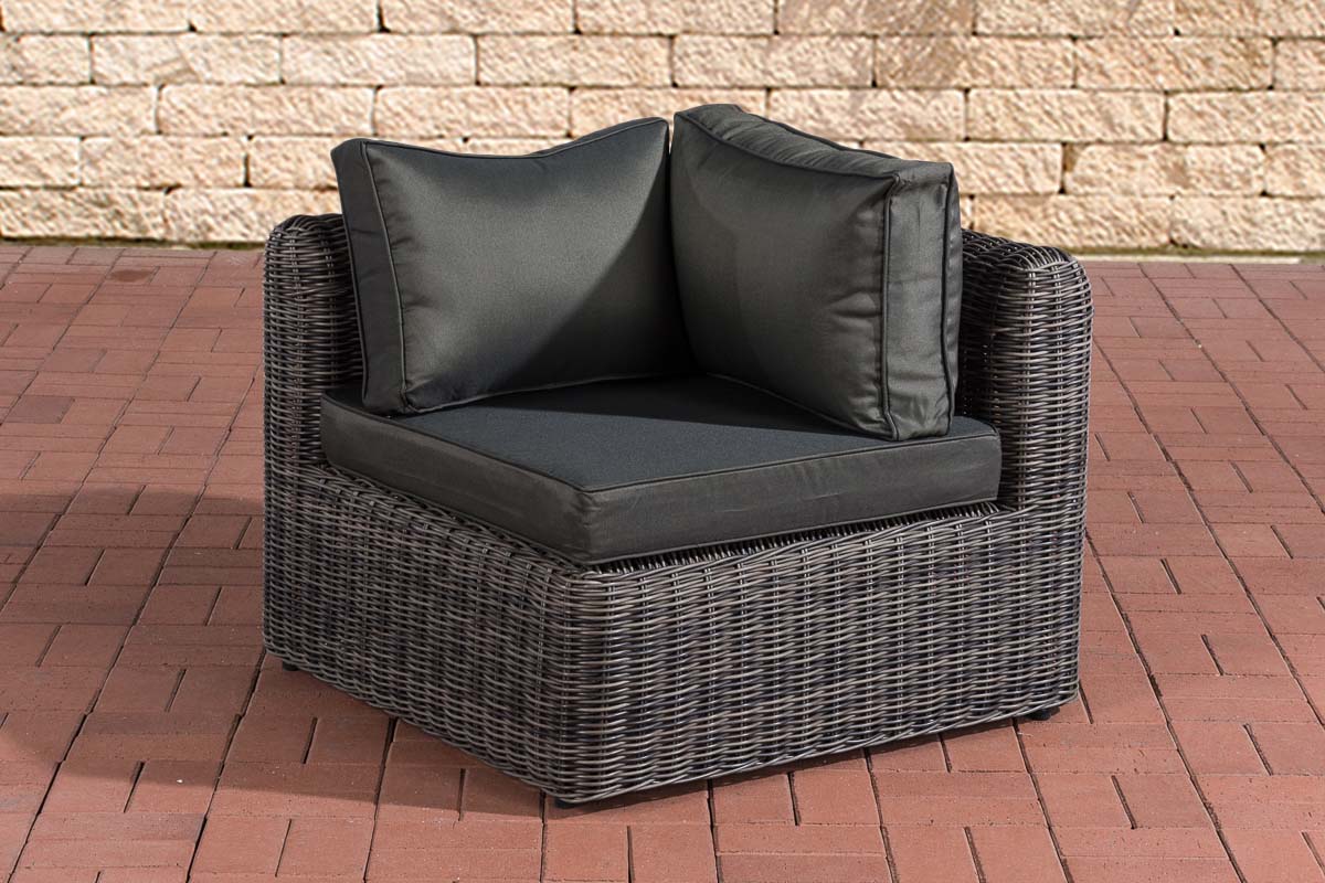 Eck-Sofa Marbella-rund/graumeliert-Anthrazit