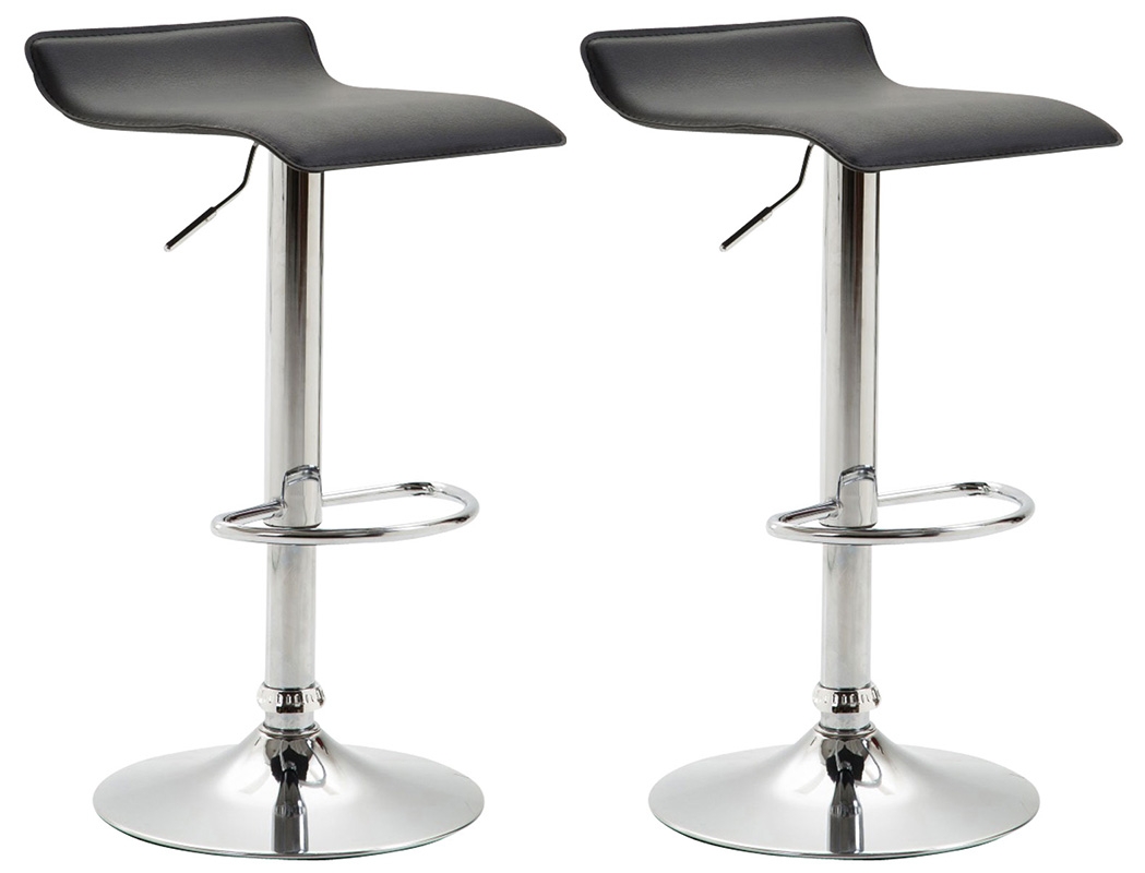 2er Set Barhocker Dyn V2 Kunstleder-schwarz-Chrom