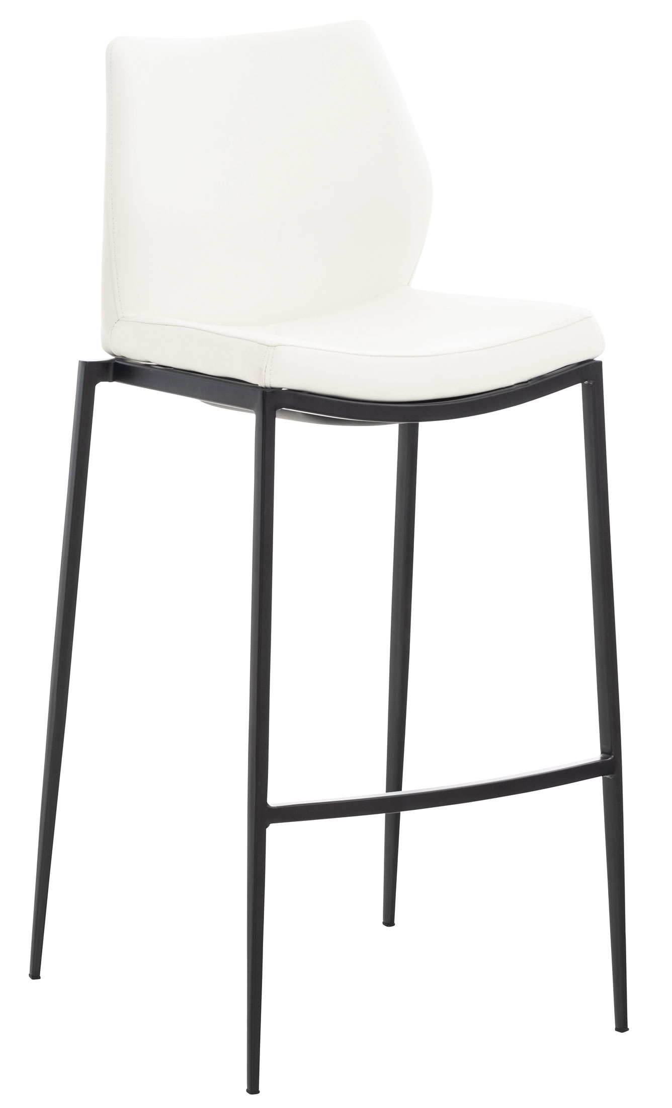 Barhocker Matola Kunstleder-weiß-Metall matt schwarz