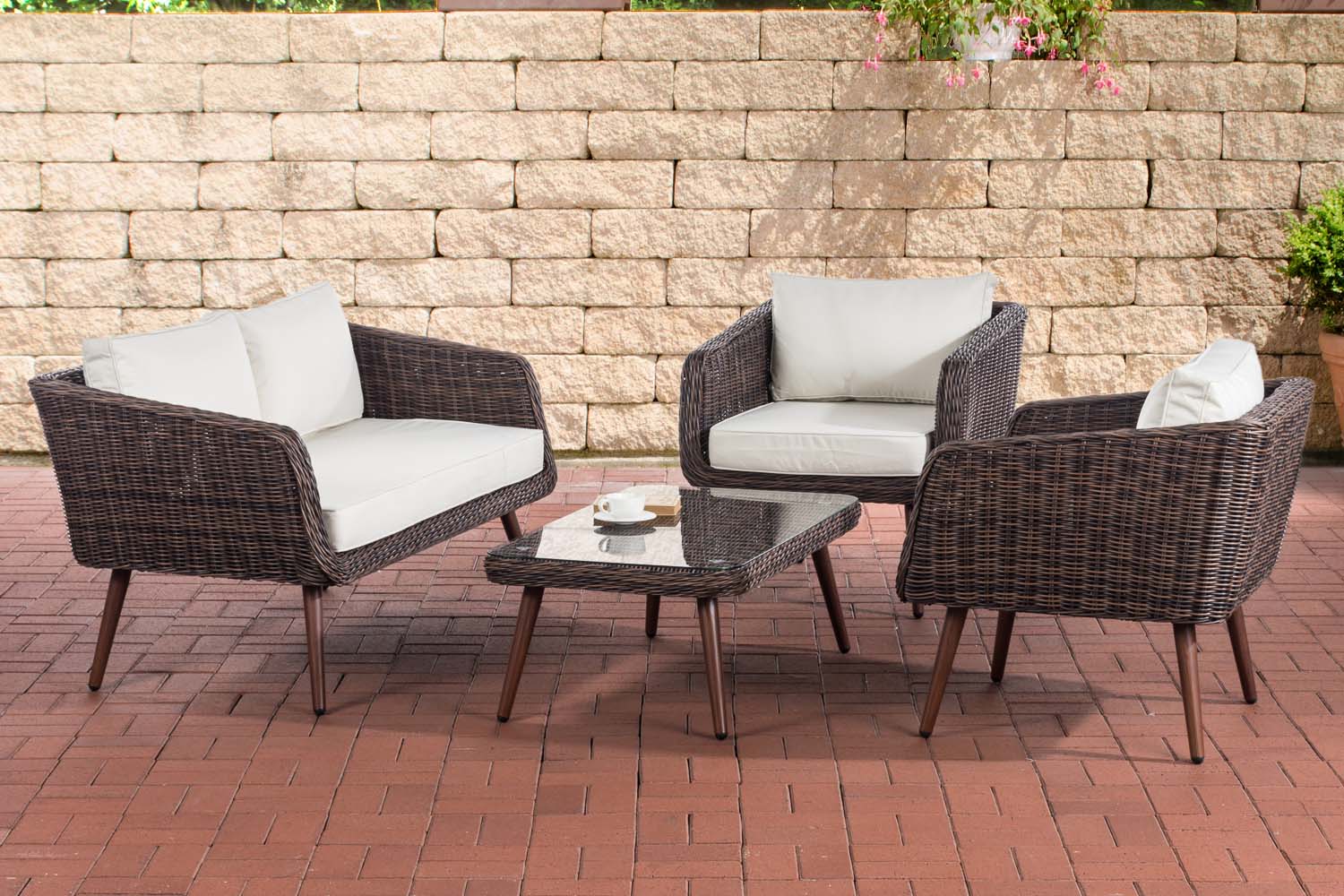 Loungeset Trosa 5mm Braun-meliert-40 cm (Dunkelbraun)-Cremeweiß