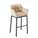 Barhocker Damaso Stoff mit 4-Fuß Gestell-creme-Metall matt schwarz
