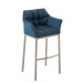 Barhocker Damaso Stoff mit 4-Fuß Gestell-blau-Edelstahl