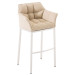 Barhocker Damaso Stoff mit 4-Fuß Gestell-creme-Metall matt weiß