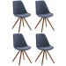 4er Set Stühle Pegleg Stoff Rund-blau-Walnuss