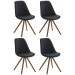 4er Set Stühle Pegleg Stoff Rund-schwarz-Walnuss