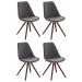 4er Set Stühle Pegleg Stoff Square-hellgrau-Walnuss