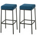 2er Set Barhocker Montreal 85 Stoff-blau-Metall matt schwarz