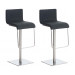 2er Set Barhocker Limon Stoff-dunkelgrau-Edelstahl