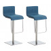 2er Set Barhocker Limon Stoff-blau-Edelstahl
