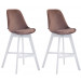 2er Set Barhocker Cannes Samt-braun-Weiß