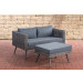 2er Sofa Molde mit Fußhocker 5mm Grau-meliert-40 cm (Dunkelgrau)-Eisengrau