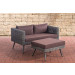 2er Sofa Molde mit Fußhocker 5mm Grau-meliert-40 cm (Dunkelgrau)-Terrabraun