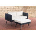 2er Sofa Molde mit Fußhocker 5mm Schwarz-40 cm (Dunkelgrau)-Cremeweiß