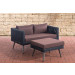 2er Sofa Molde mit Fußhocker 5mm Schwarz-40 cm (Dunkelgrau)-Terrabraun