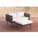 2er Sofa Molde mit Fußhocker 5mm Braun-meliert-45 cm (Dunkelbraun)-Cremeweiß