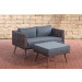 2er Sofa Molde mit Fußhocker 5mm Braun-meliert-45 cm (Dunkelbraun)-Eisengrau