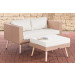 2er Sofa Molde mit Fußhocker Sand-40 cm (Hellbraun)-Cremeweiß