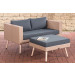 2er Sofa Molde mit Fußhocker Sand-40 cm (Hellbraun)-Eisengrau