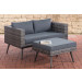 2er Sofa Molde mit Fußhocker Grau-meliert-40 cm (Dunkelgrau)-Eisengrau