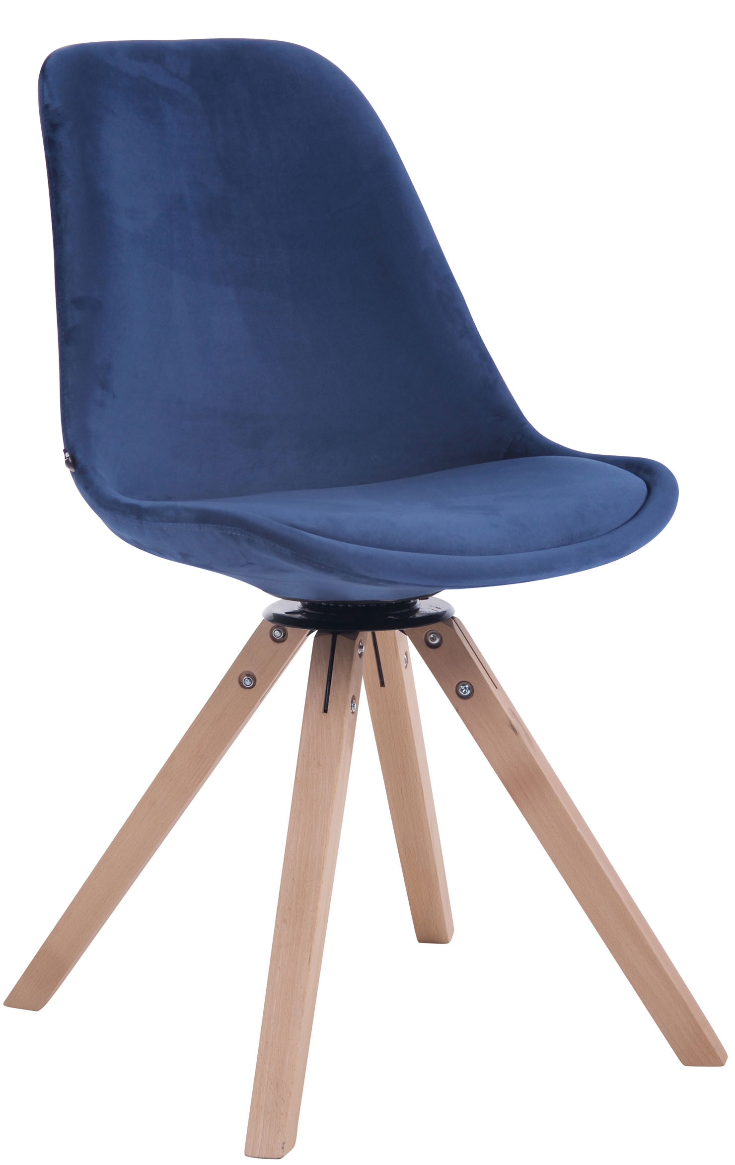 Esszimmerstuhl Troyes Samt Square-blau-Natura (Eiche)