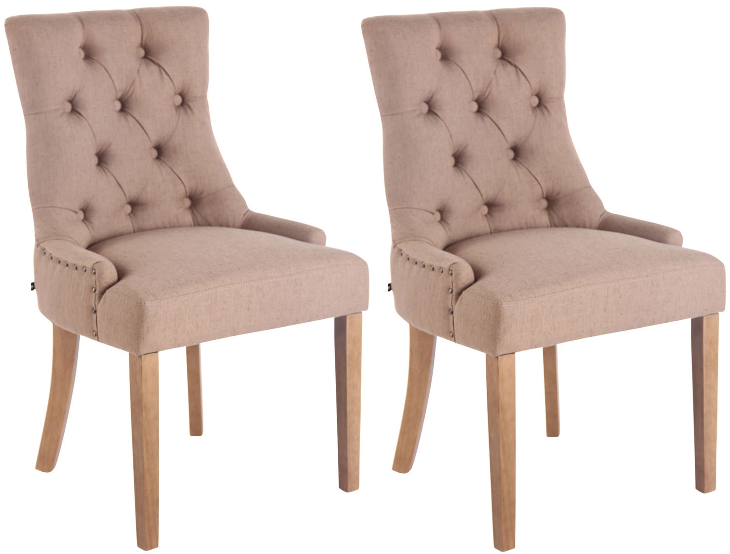 2er Set Esszimmerstuhl Aberdeen Stoff-taupe-Antik-Hell