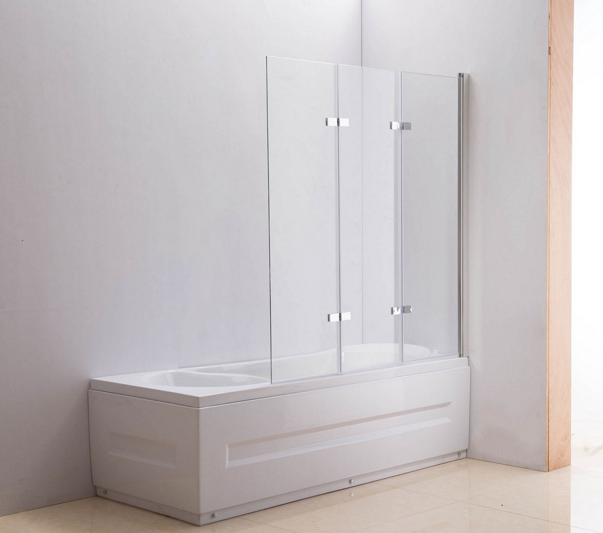 Duschabtrennung Badewanne 3-Türig, Links oder Rechts montierbar-klarglas-rechts